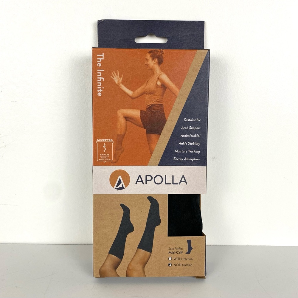 Apolla The Infinite Mid-Calf Black Compression Socks Non-Traction Size XL Wide